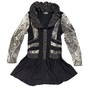 Y2K MINKAS women's black & grey bling reptile print sweater skirt, L.